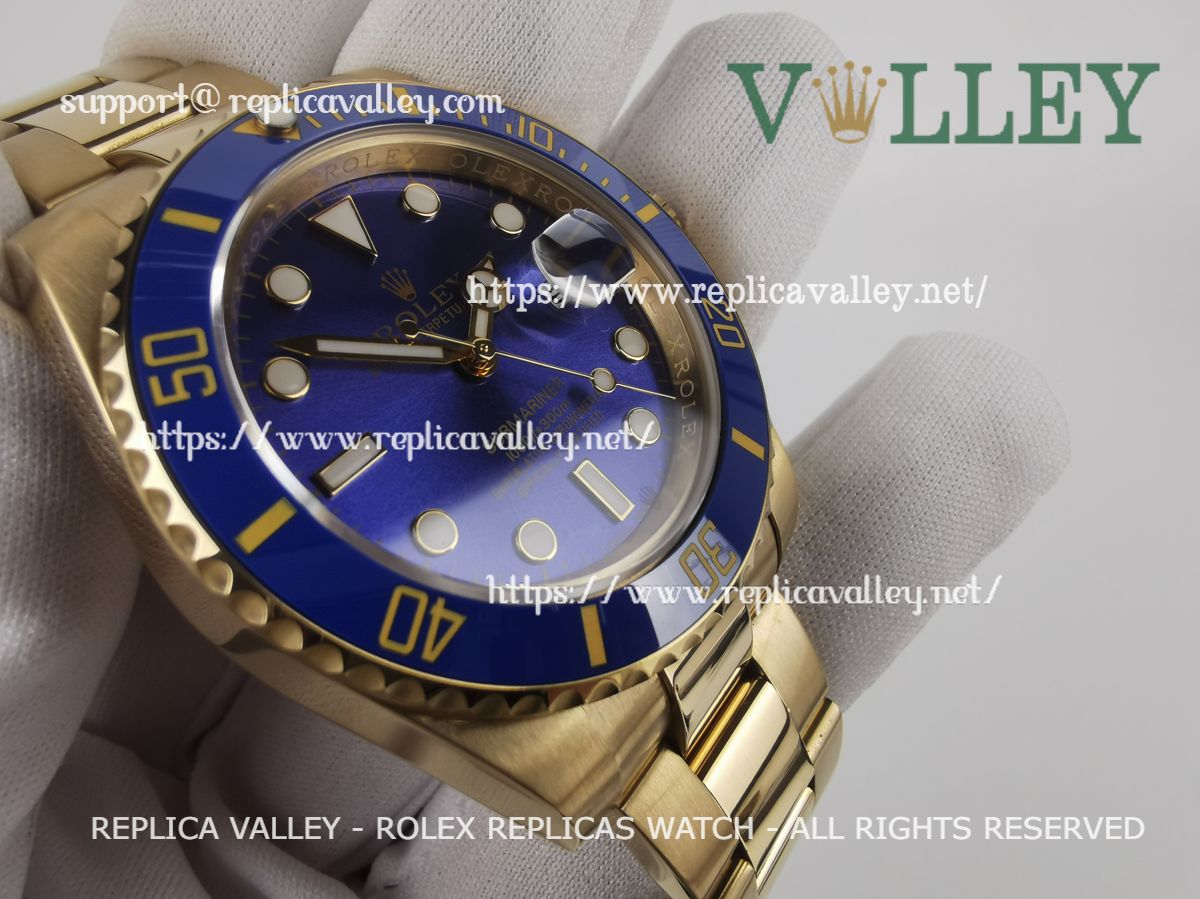 Rolex Submariner Blue Dial 18K Yellow Gold Oyster Bracelet Automatic Men's  Watch 126618LBBLSO