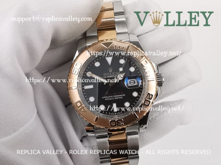 rolex yacht master two tone black dial